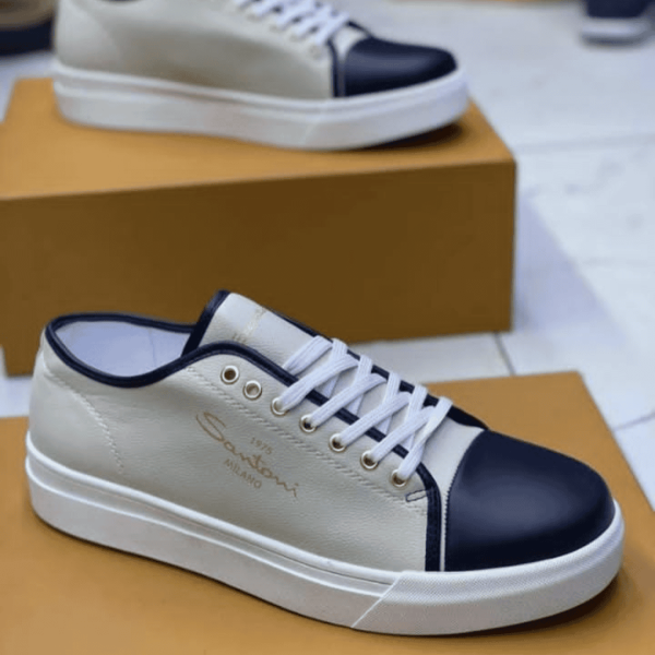 Santoni-Inspired Two-Tone Leather Sneaker